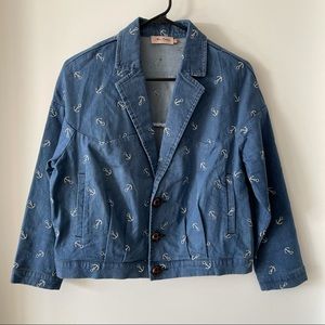 NWOT Miss Patina Cropped Embroidered Denim Jacket